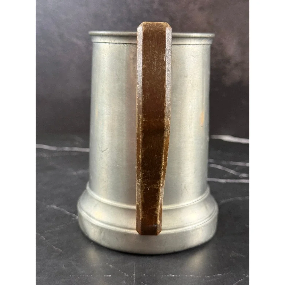 VTG International Pewter Stein Tankard Wooden Handle 5 1/4in